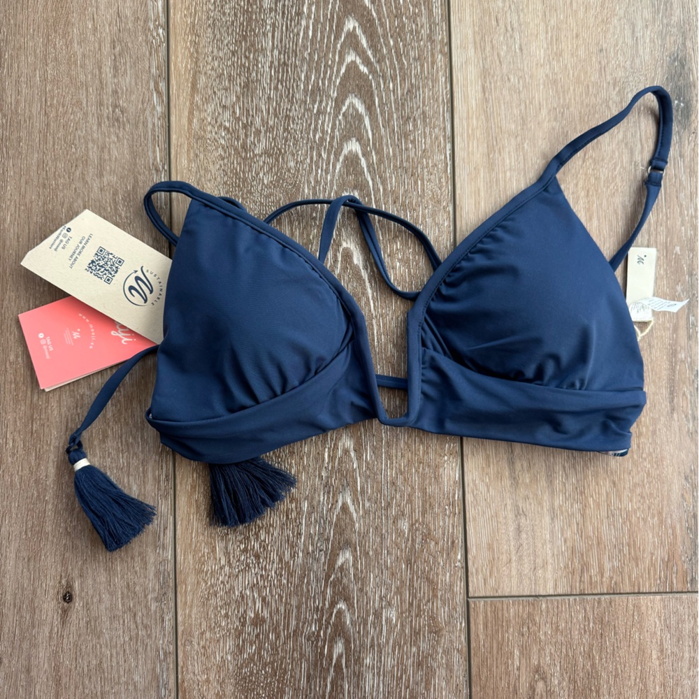 Maaji Navy Blue Bikini Top with Tassels
